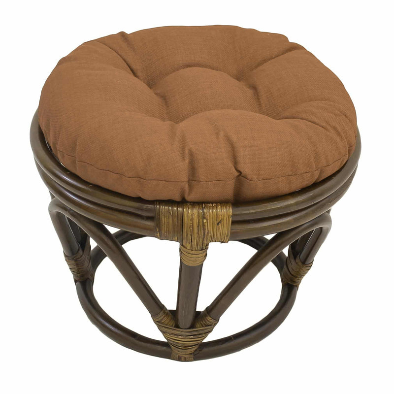Rattan Ottoman with Outdoor Fabric Cushion