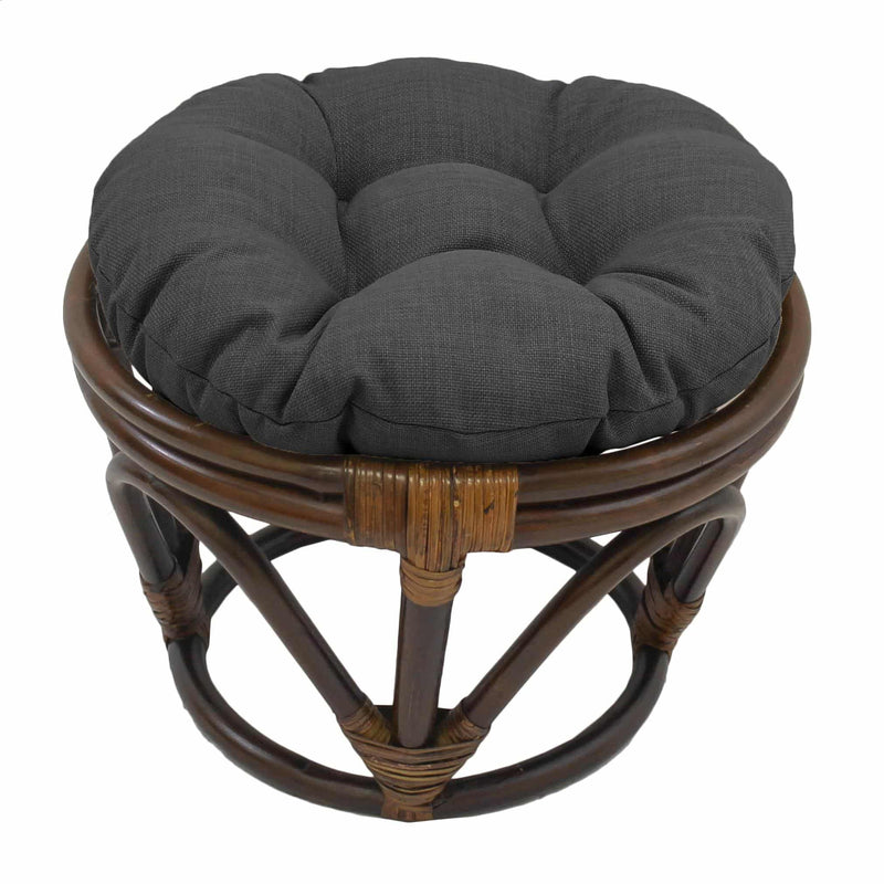 Rattan Ottoman with Outdoor Fabric Cushion