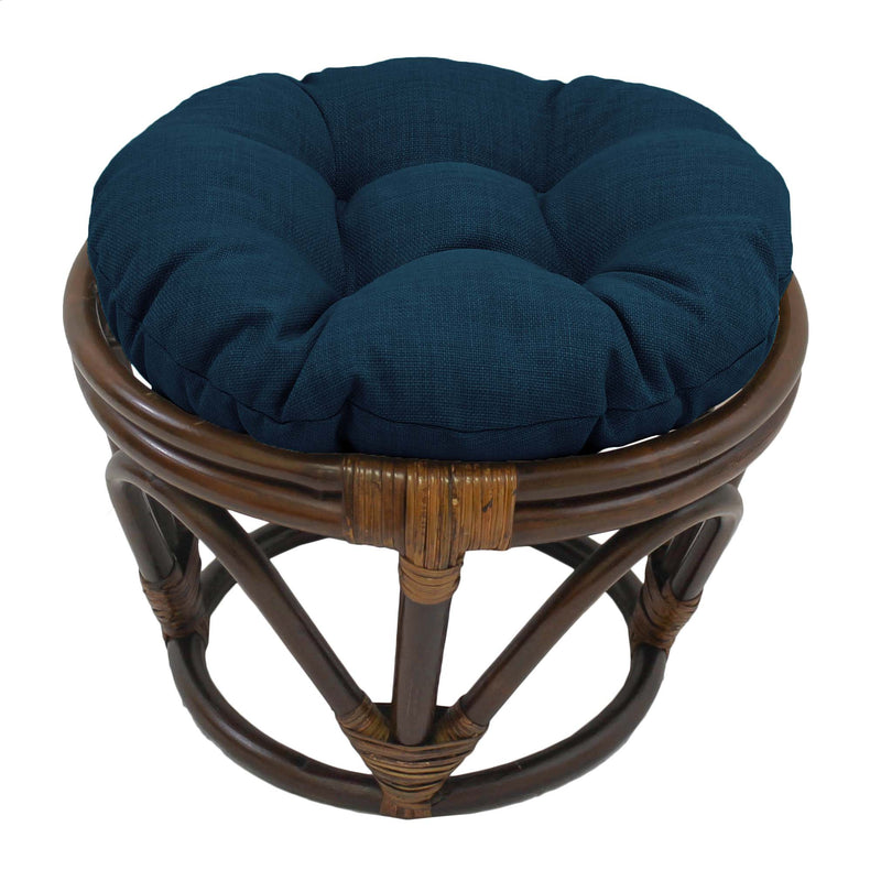Rattan Ottoman with Outdoor Fabric Cushion