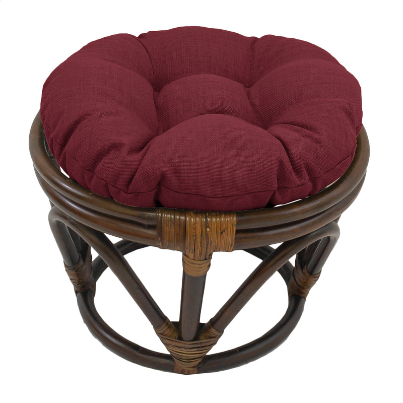 Rattan Ottoman with Outdoor Fabric Cushion