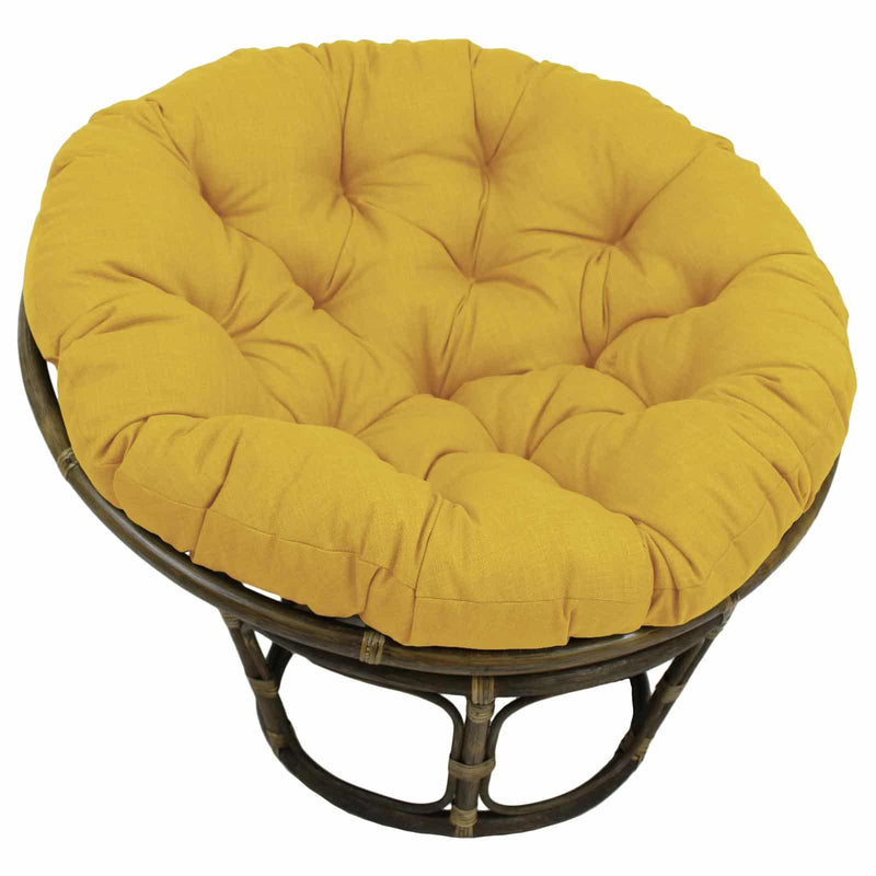 Rattan Papasan Chair with Solid Outdoor Fabric