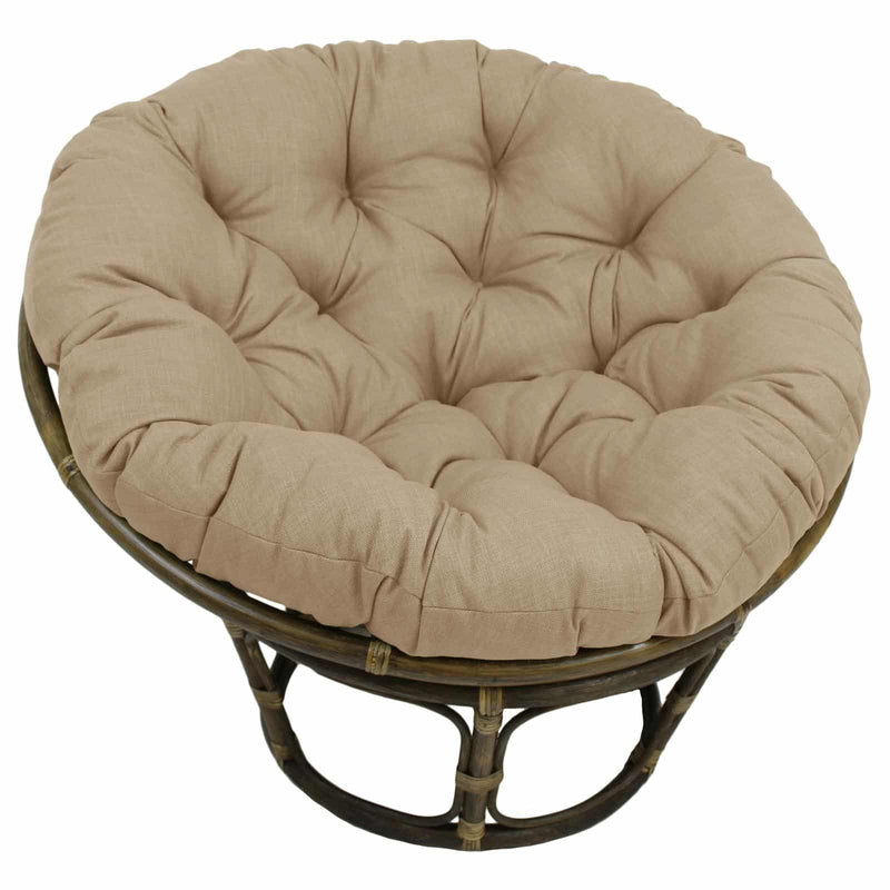 Rattan Papasan Chair with Solid Outdoor Fabric