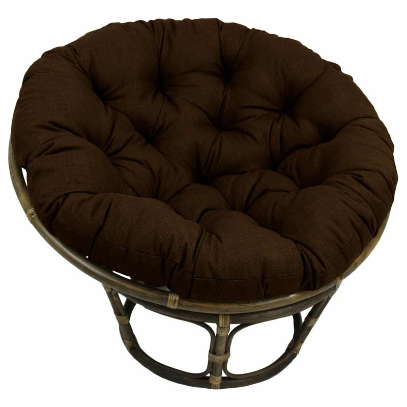 Rattan Papasan Chair with Solid Outdoor Fabric