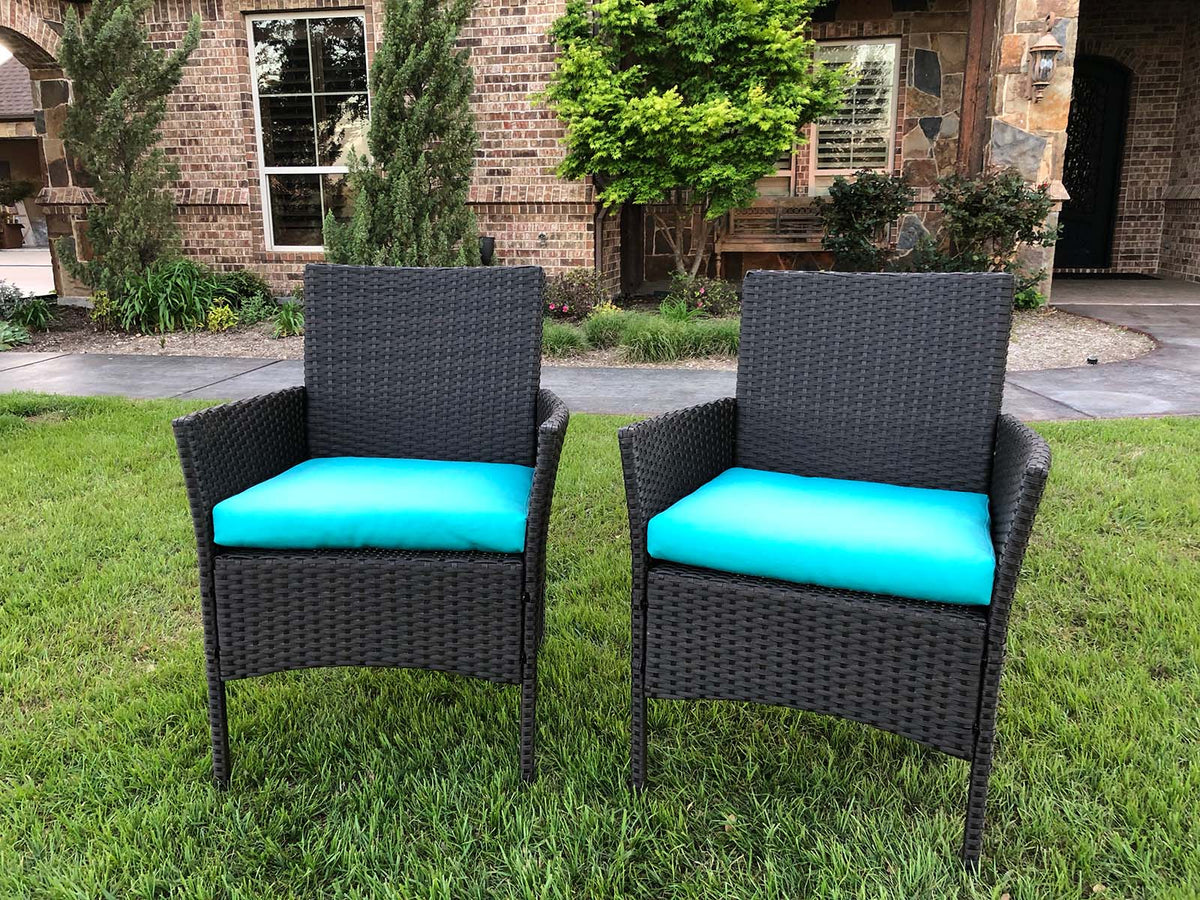 Patio Chairs Set of 2 Resin Wicker & Steel Contemporary — My