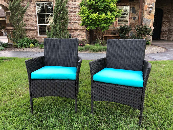 Patio Chairs – Set of 2 – Resin Wicker & Steel – Contemporary