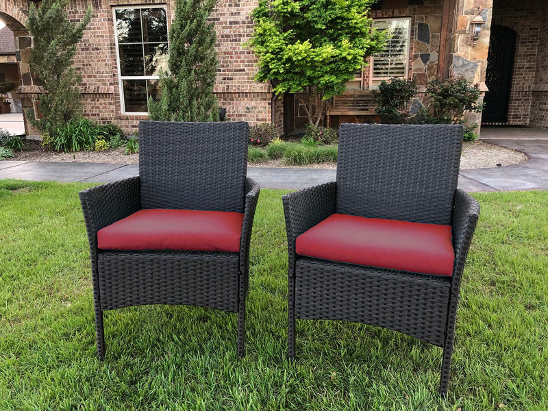 Patio Chairs – Set of 2 – Resin Wicker & Steel – Contemporary