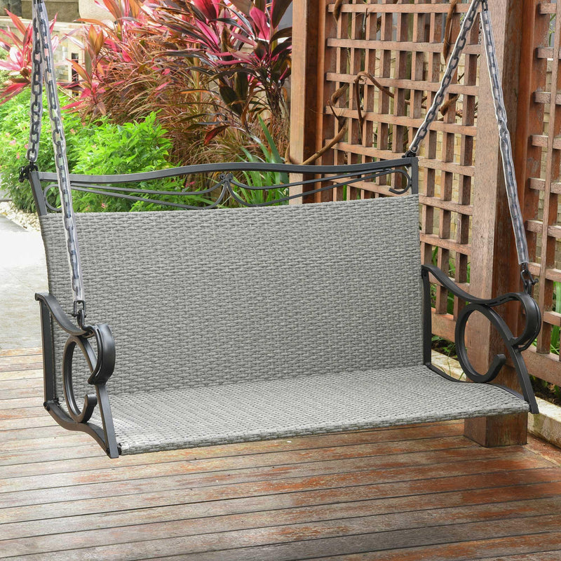 Loveseat Swing – Resin Wicker & Steel – Valencia - My Backyard Decor