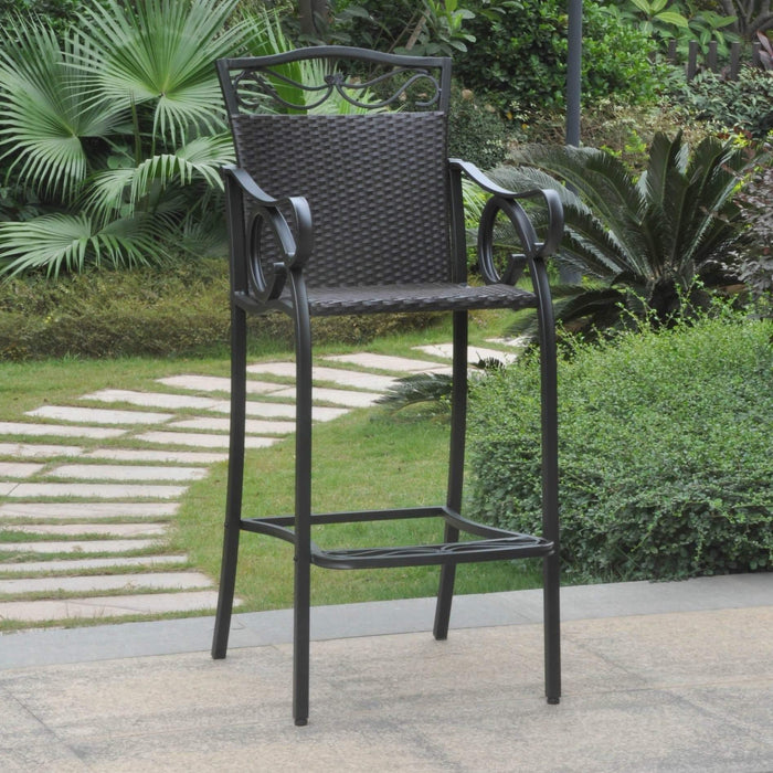 Bistro Bar Height Chairs Set of 2 – Resin Wicker & Steel -- Valencia - My Backyard Decor