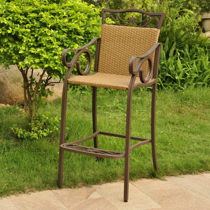 Bistro Bar Height Chairs Set of 2 – Resin Wicker & Steel -- Valencia - My Backyard Decor