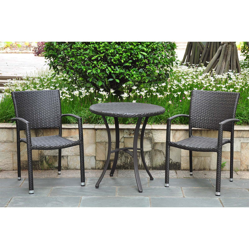 Bistro Set – 3 Piece – Resin Wicker & Powder Coated Aluminum - Barcelona