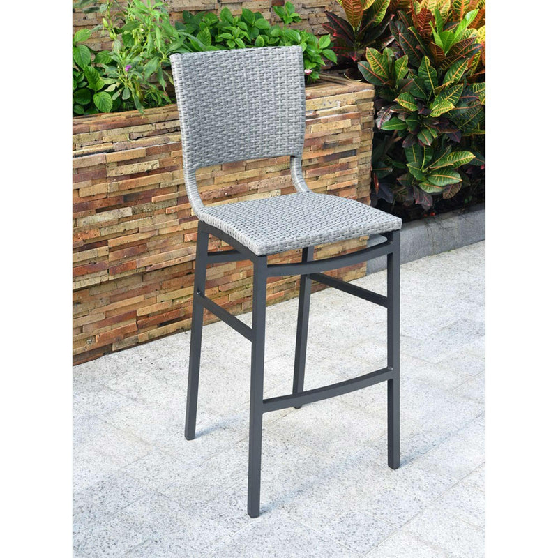 Outdoor Bar Height Stools – Set of 2  – Resin Wicker & Aluminum - My Backyard Decor