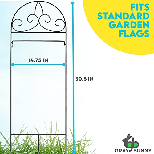 Garden Flag Stand Cast Iron, Fits 12x18 Garden Flags No Stoppers or Clips Required