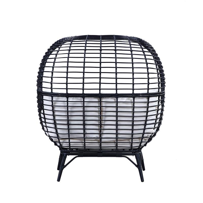 Acme Furniture Patio Lounge Chair, Cream Fabric and Black