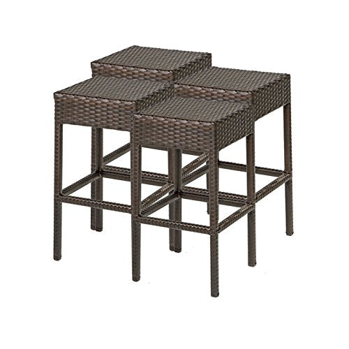 TKC Napa Backless Outdoor Wicker Bar Stools in Espresso (Set of 4)