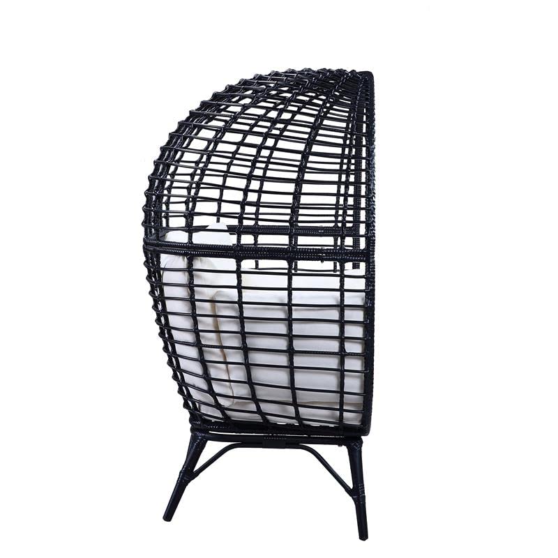 Acme Furniture Patio Lounge Chair, Cream Fabric and Black