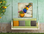 Outdoor Canvas Art 24x24 Bright Pots - My Backyard Decor