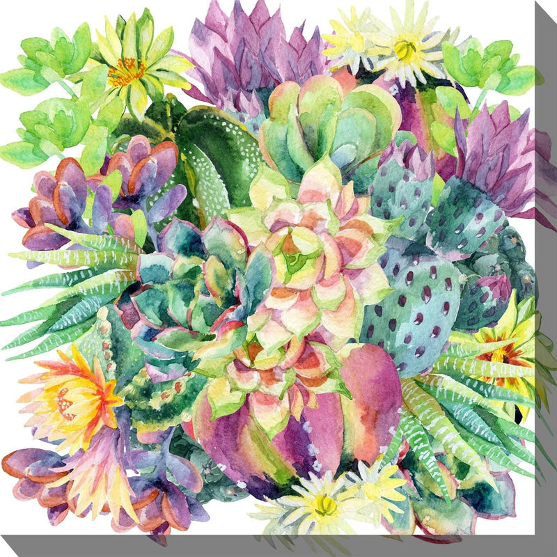 Outdoor Canvas Art 24x24 Succulent Blooms - My Backyard Decor