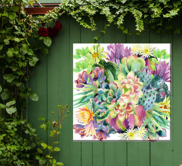 Outdoor Canvas Art 24x24 Succulent Blooms - My Backyard Decor