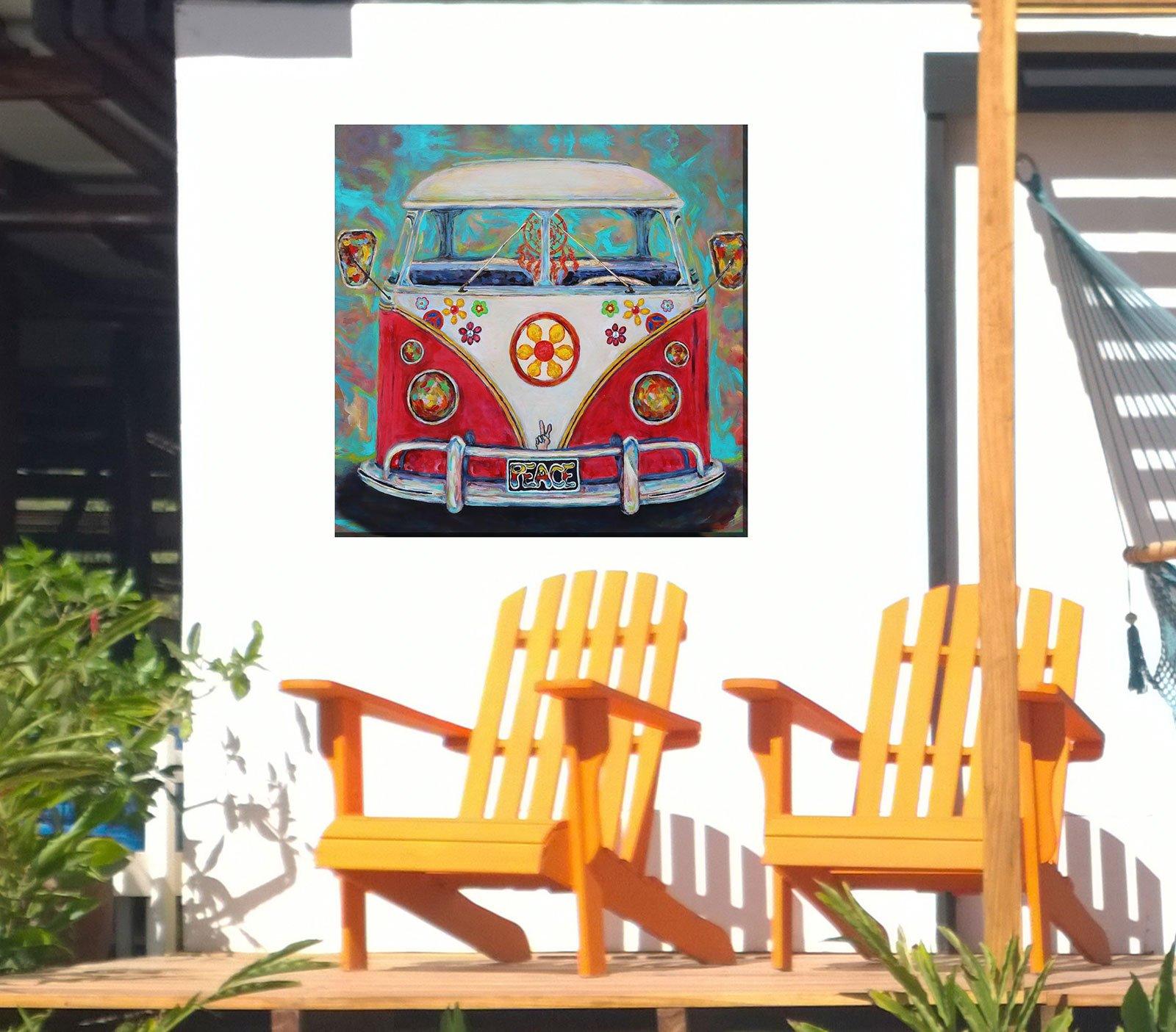 Outdoor Canvas Art 24x24 Hippy Van — My Backyard Decor