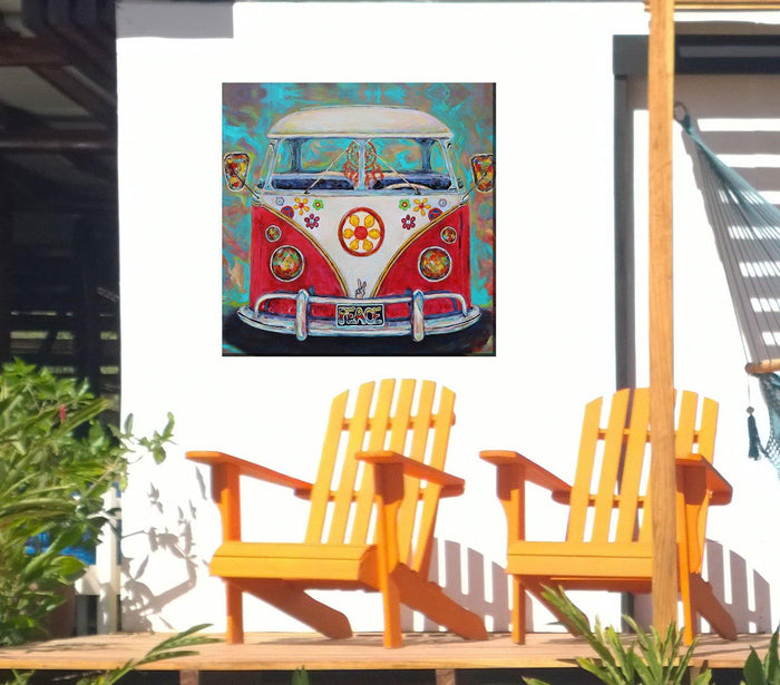 Outdoor Canvas Art 24x24 Hippy Van - My Backyard Decor