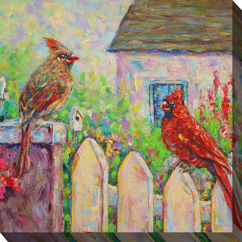 Outdoor Canvas Art 24x24 Cardinal on Fence