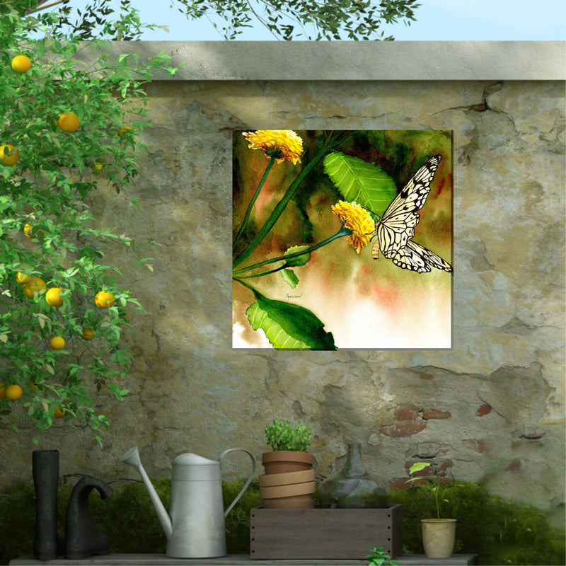 Outdoor Canvas Art 24x24 Butterfly Kiss