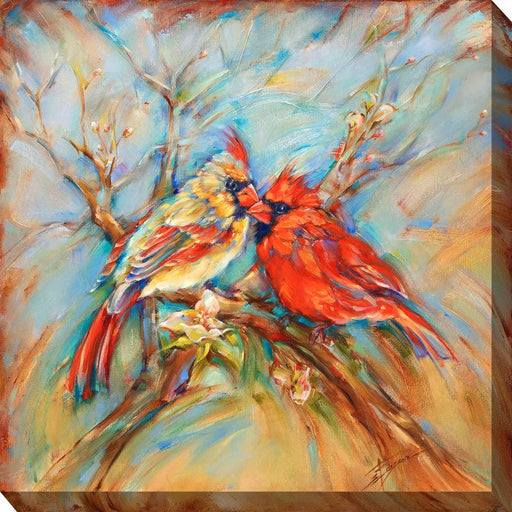 Outdoor Canvas Art 24x24 Spring Cardinals - My Backyard Decor