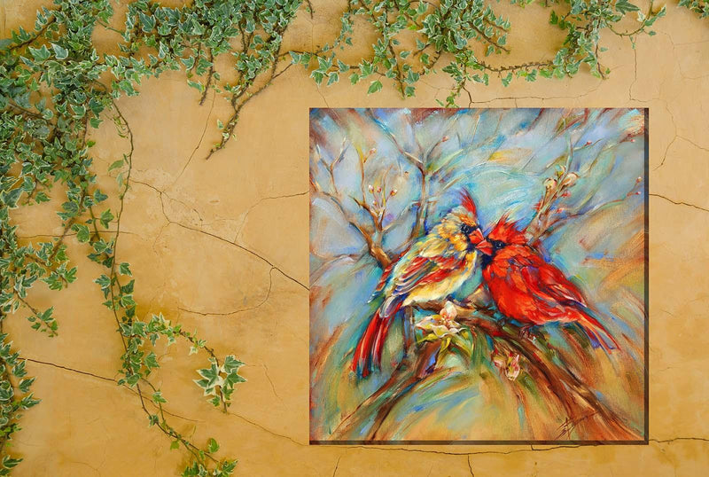 Outdoor Canvas Art 24x24 Spring Cardinals - My Backyard Decor