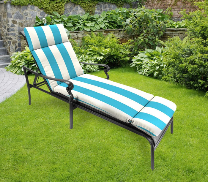 Outdoor Custom Chaise Lounge Cushions  – Spun Polyester, Hinged, Knife Edge - My Backyard Decor