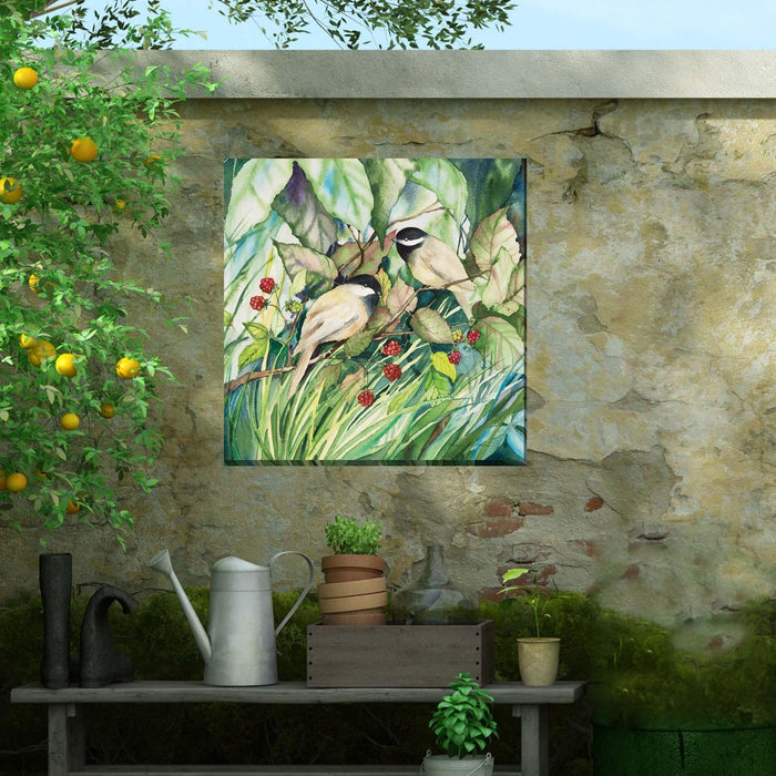 Outdoor Canvas Art 24x24 Chickadees - My Backyard Decor