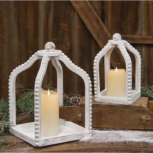 Shabby Chic Beaded Lanterns Set of 2 - My Backyard Decor