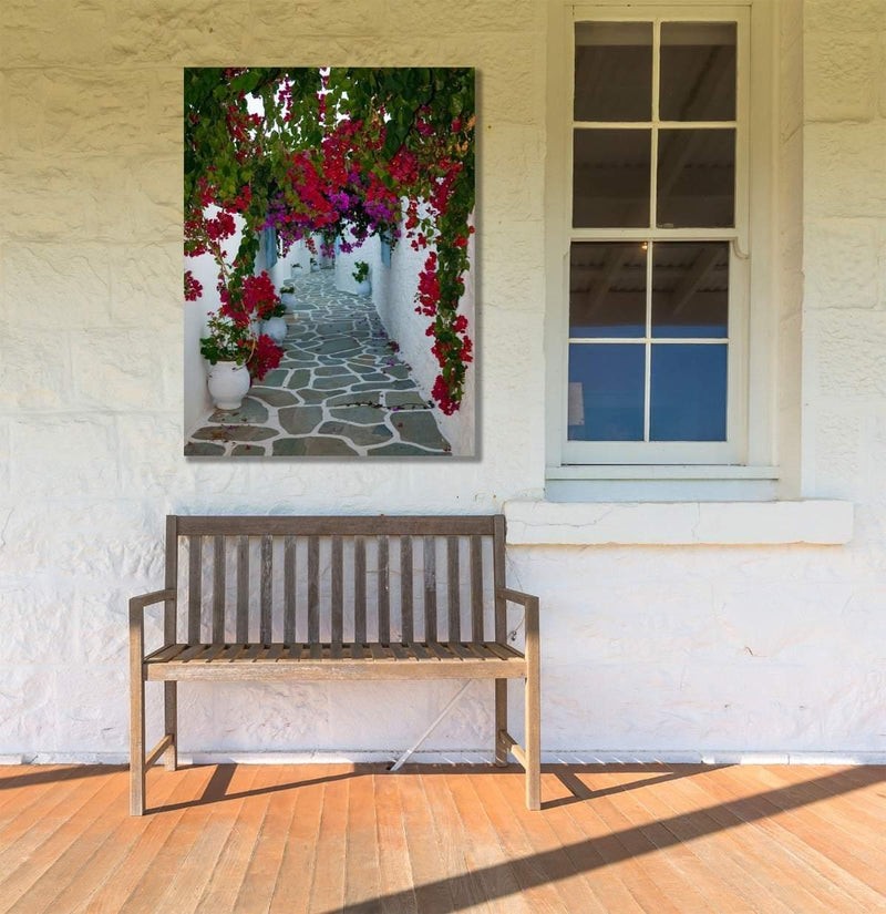 Outdoor Canvas Art 30x40 Bougainvillea Path - My Backyard Decor
