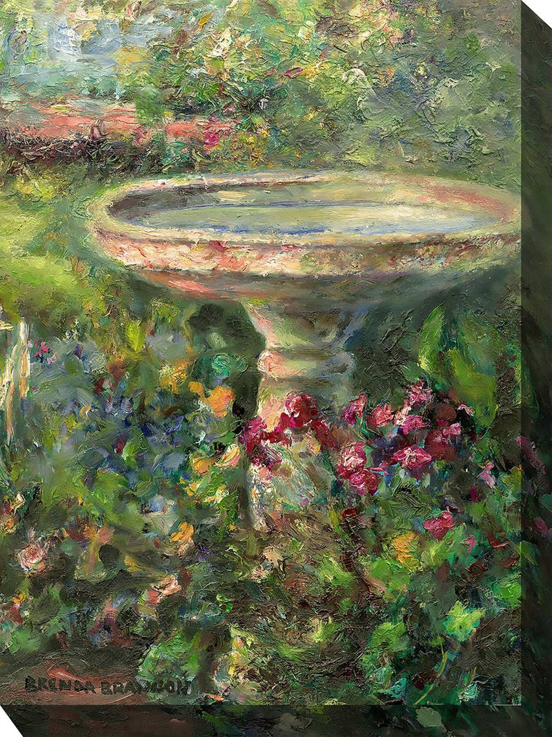 Outdoor Canvas Art 30x40 Birdbath - My Backyard Decor