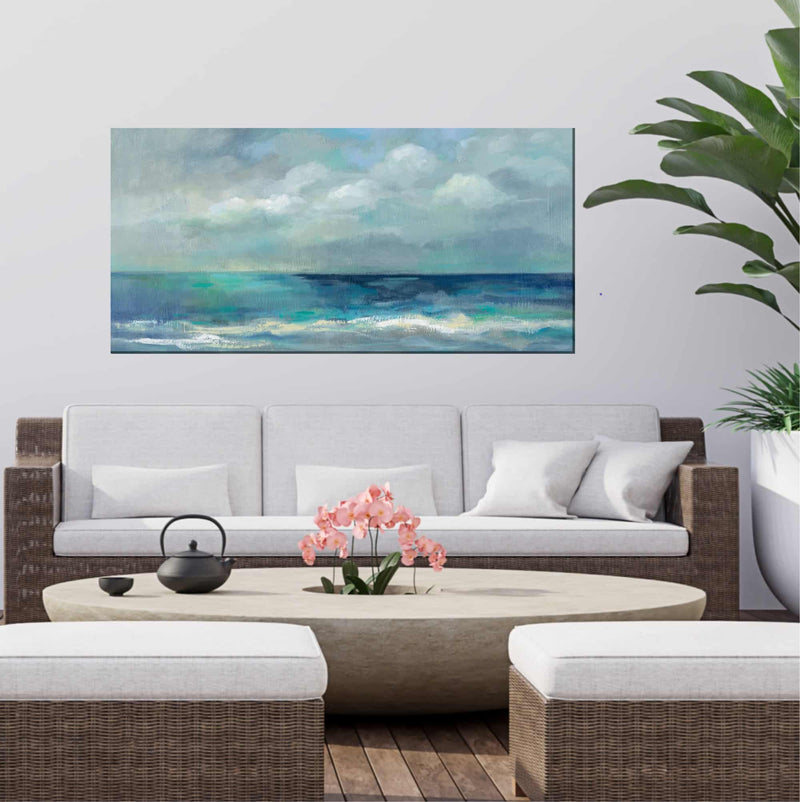 Outdoor Canvas Art 48x24 Blue on Blue