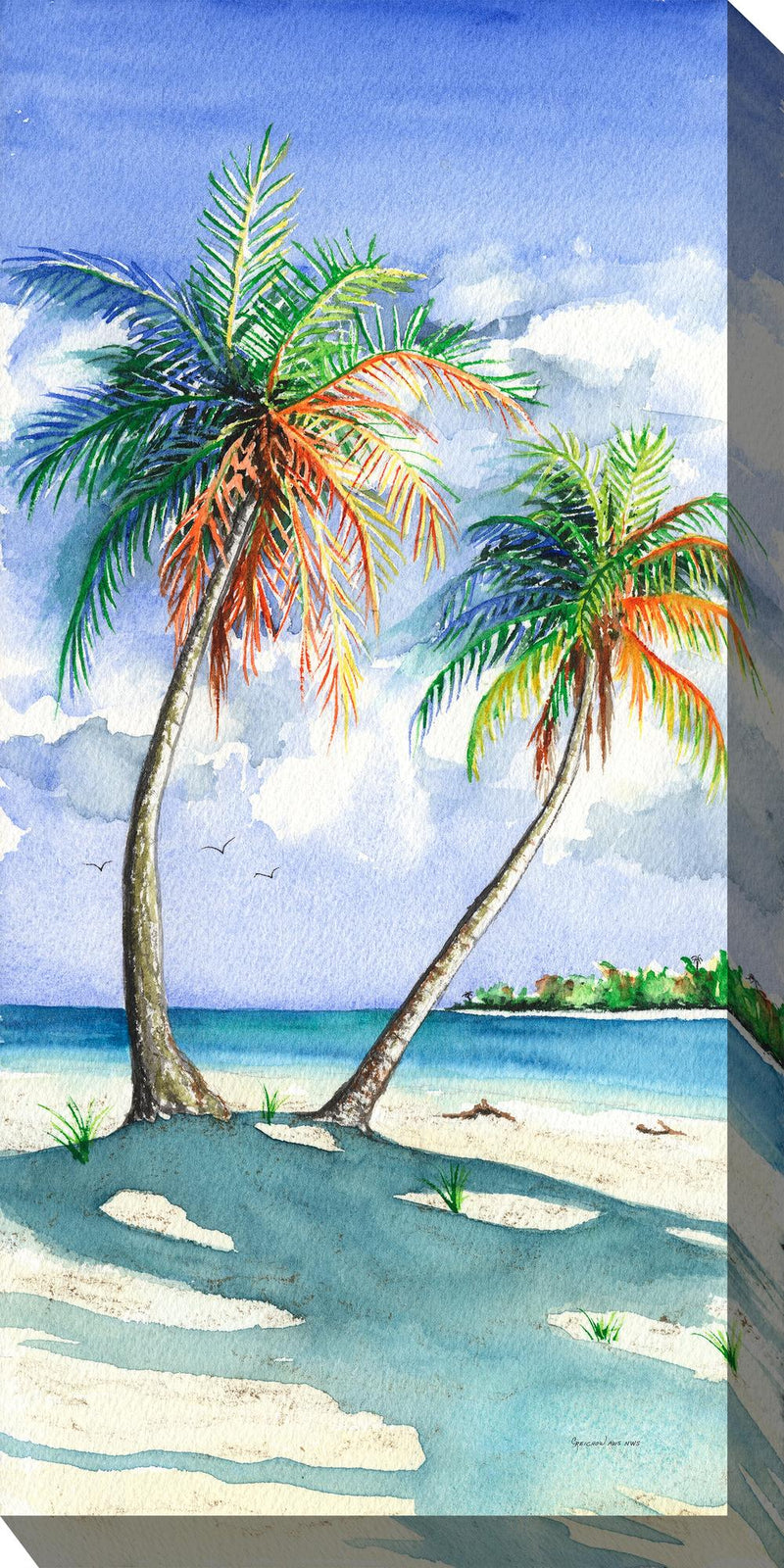 Outdoor Canvas Art 24x48 Palm Shadows