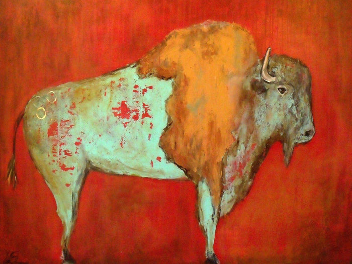 Outdoor Canvas Art 40x30 Red Buffalo - My Backyard Decor