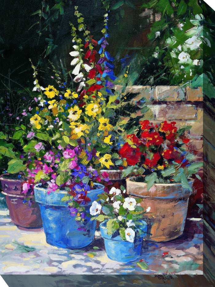 Outdoor Canvas Art 30x40 Blue Pots