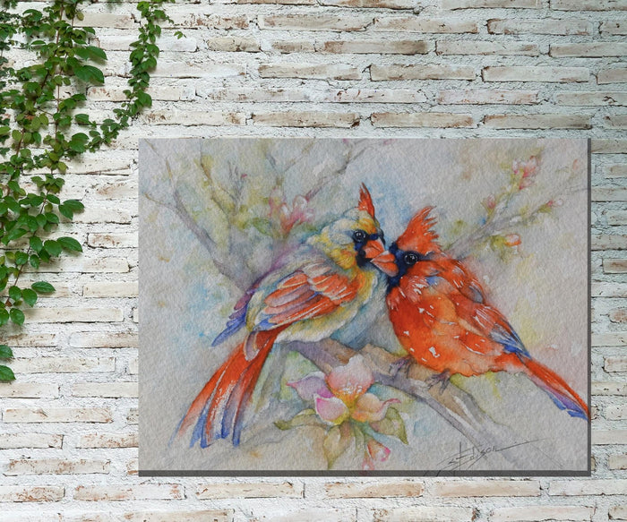 Outdoor Canvas Art 40x30 Cardinal Courtship