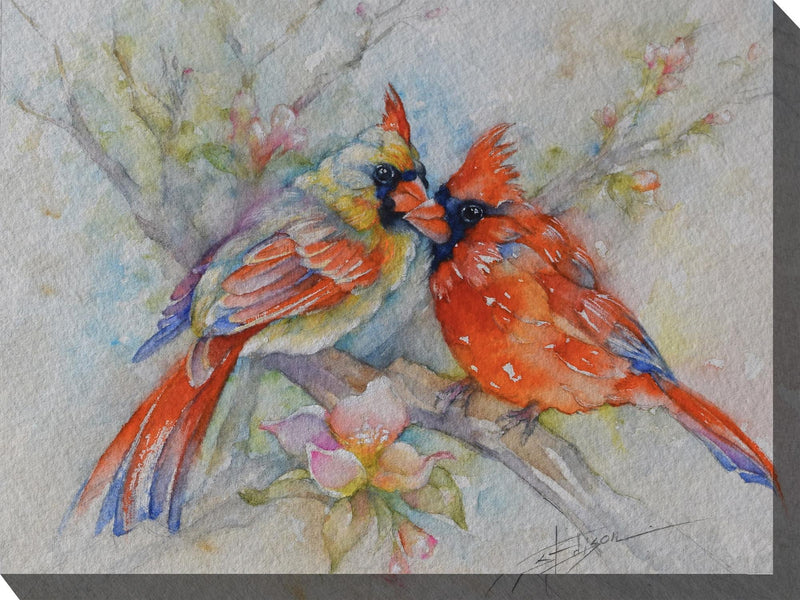 Outdoor Canvas Art 40x30 Cardinal Courtship
