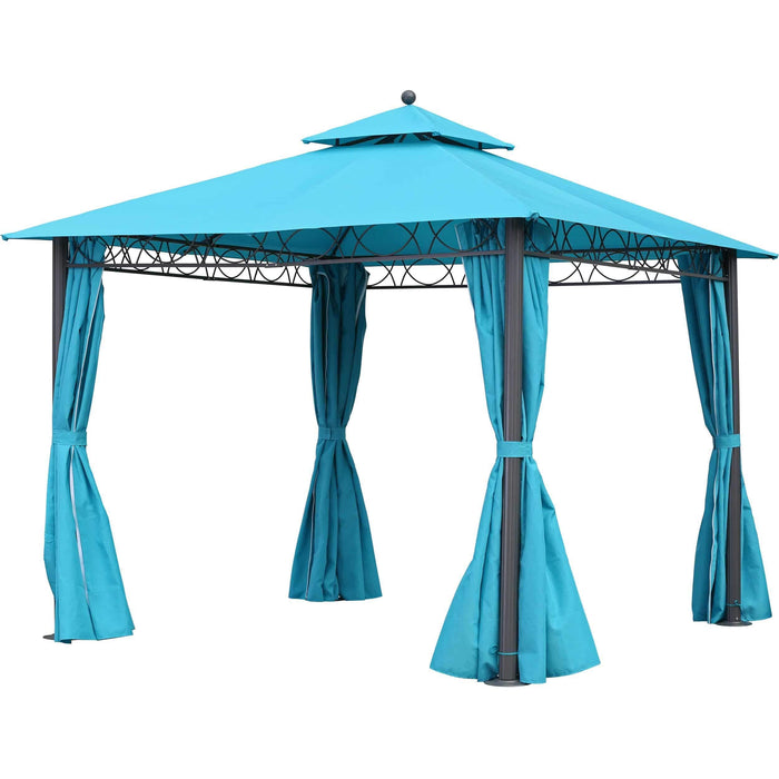 Portable Gazebo - With Drapes - Double Vented - Aluminum/Polyester - 9.8 Feet