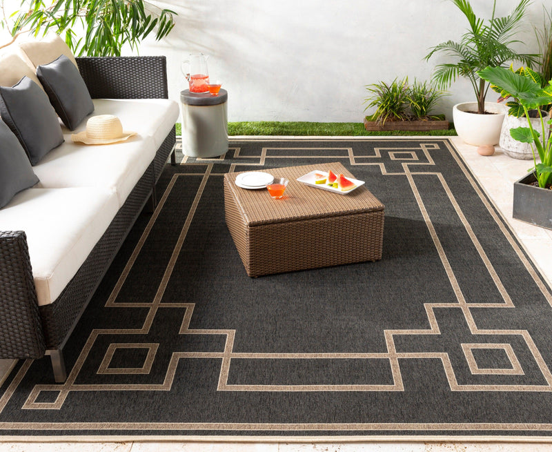 Outdoor Rugs Alfresco - Black, Camel & Cream - My Backyard Decor
