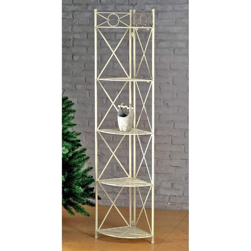 Bakers Rack - Bakers Rack Corner Shelf - 5-Tier - Antique White - Iron