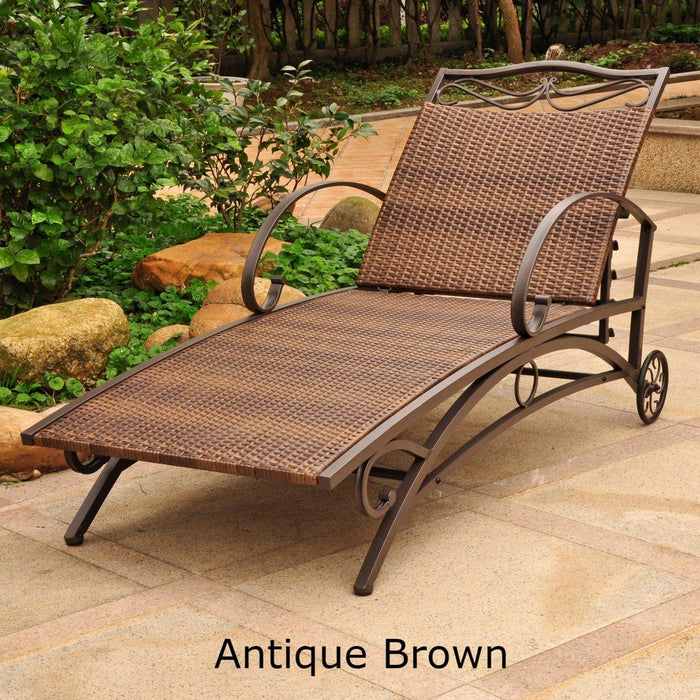 Chaise Lounge - Chaise Lounge – Resin Wicker & Steel – Valencia Antique Brown