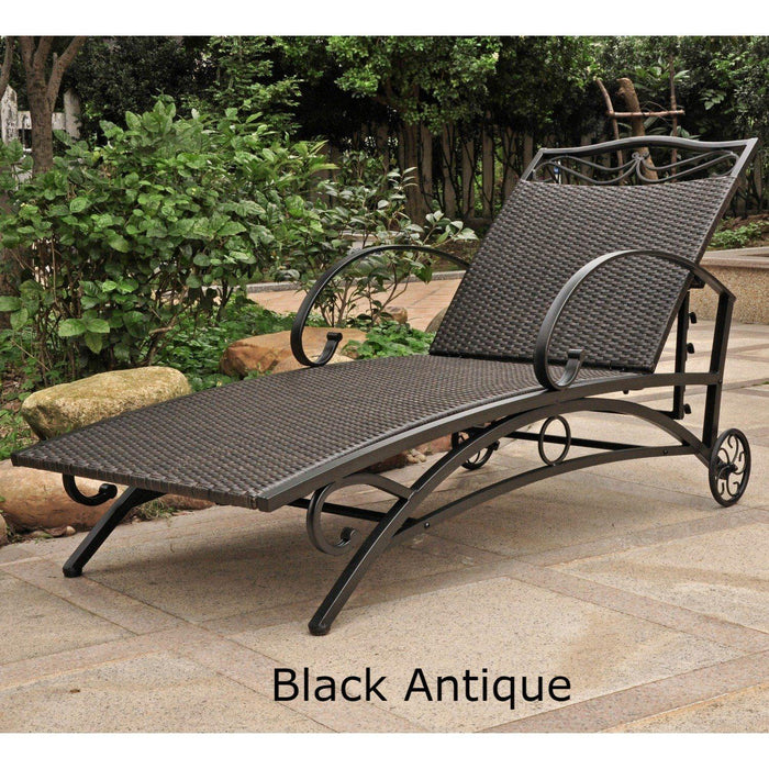 Chaise Lounge - Chaise Lounge – Resin Wicker & Steel – Valencia Black Antique