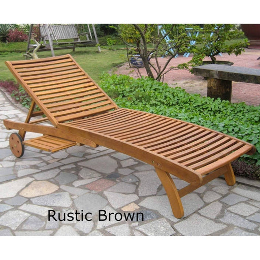 Chaise Lounge - Chaise Lounge With Pull Out Tray - Acacia Wood - Royal Fiji Rustic Brown