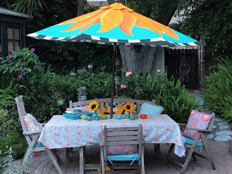 custom made patio umbrella Hand Painted Custom Garden Art Umbrella