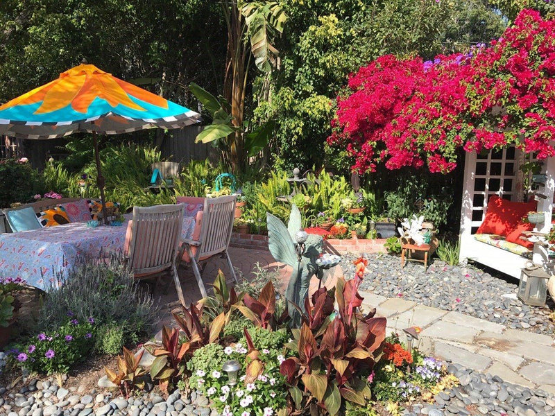 Hand Painted Custom Garden Art Umbrella - Fire Poppy