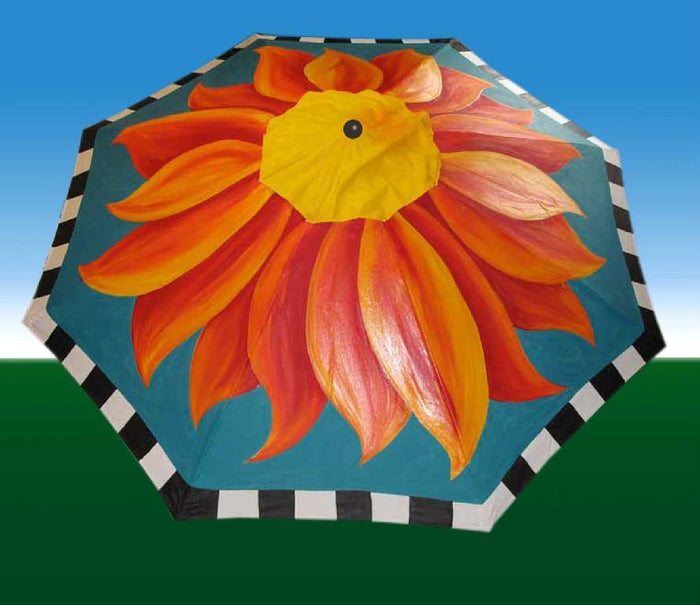 Hand Painted Custom Garden Art Umbrella - Fire Poppy