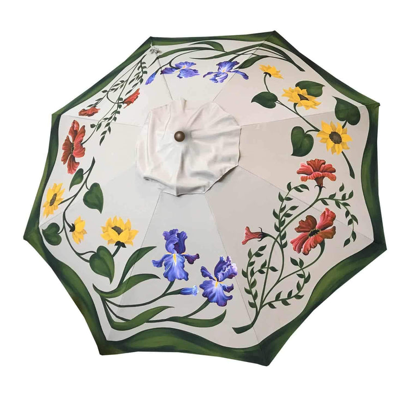 Hand Painted Custom Garden Art Umbrella - Lazy California Garden