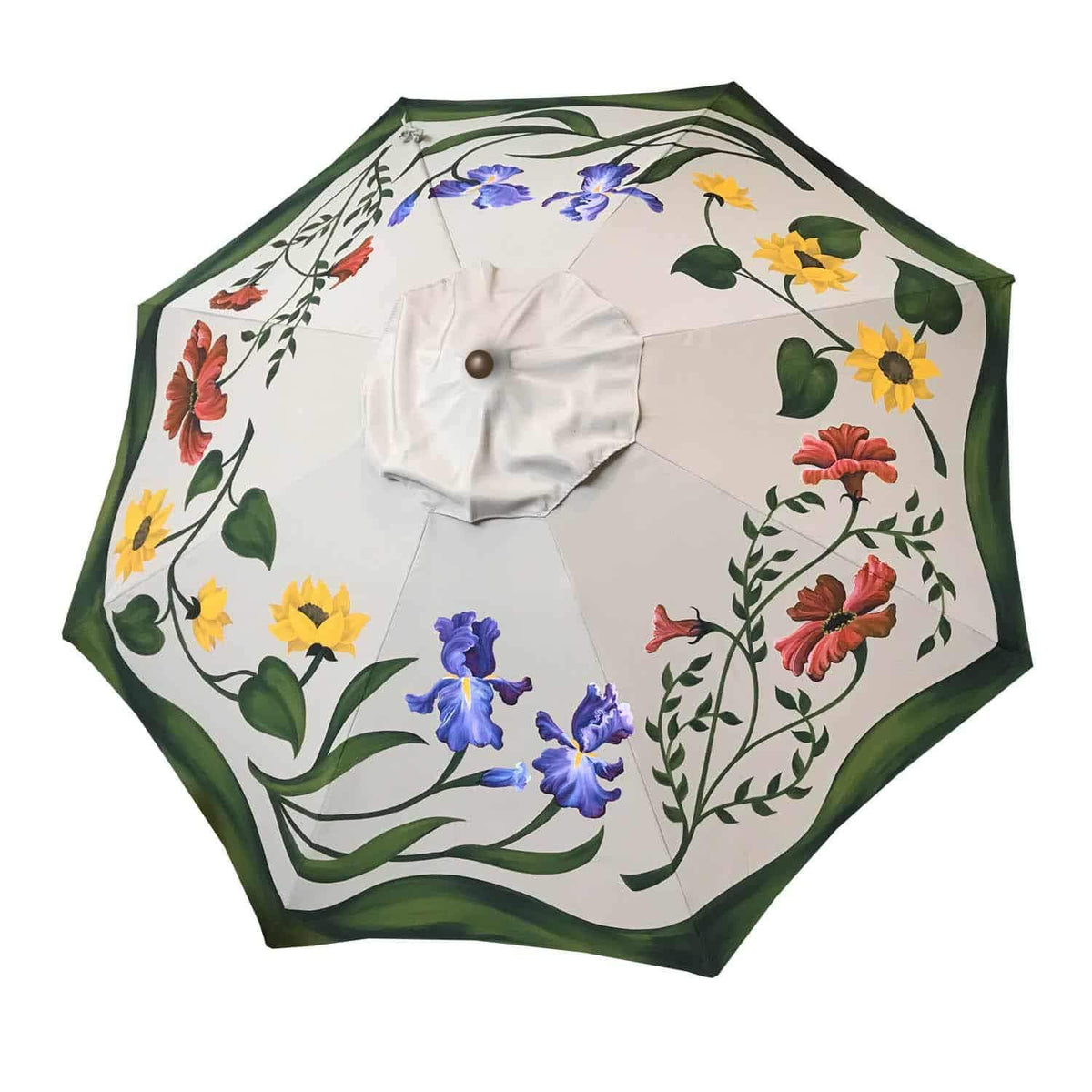 hand painted patio umbrellas Custom Garden Art Umbrella toned beads * Decorative Fabric:Beige Stripe patio-table-umbrella Apple Green Patio Umbrellas